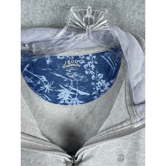 IZOD Saltwater Relaxed Men's LS Quarter Zip Pullover Gray High Neck Size XL - Picture 5 of 9